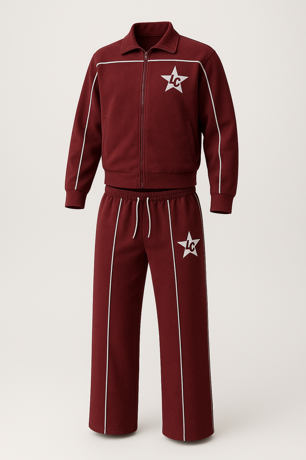 Red and White Sweat suit